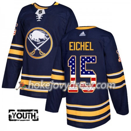 Dětské Hokejový Dres Buffalo Sabres Jack Eichel 15 2017-2018 USA Flag Fashion Modrá Adidas Authentic